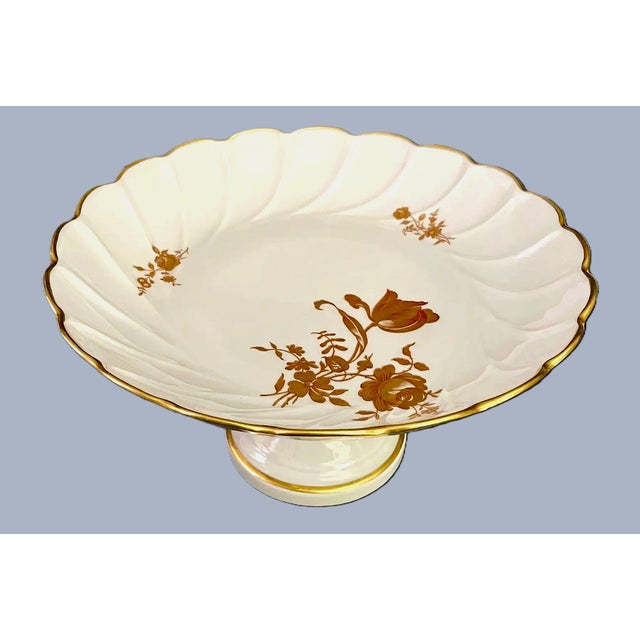 Exquisite Limoges cake and / or dessert stand. Antique porcelain white with gold roses. Limoges makers mark on both plates.