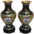 Pair of Chinese Cloisonne Vases on Lacquered Wooden Stands For Sale