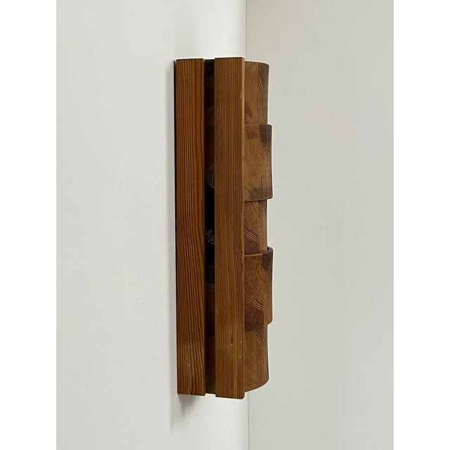 1970s Vintage Pine Wall Light, Sweden, 1970 For Sale - Image 5 of 11