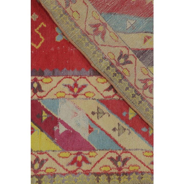 Textile 1920s Antique Agra Rug in Red With Colorful Geometric Patterns, From Rug & Kilim For Sale - Image 7 of 7