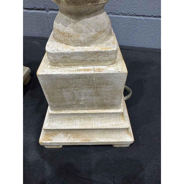Pair Vintage Carved Wood Pineapple Lamps For Sale In West Palm - Image 6 of 10