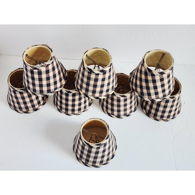 Metal Vintage Black & Linen Chandelier Shades- Set of 8 For Sale - Image 7 of 12