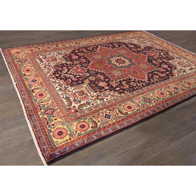Persian Early 20th Century Vintage Persian Heriz Multicolor Handmade Wool Rug For Sale - Image 3 of 5