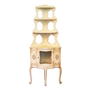 1950s Corner Etagere Curio Cabinet - French Provincial Dorothy Draper Hollywood Regency For Sale