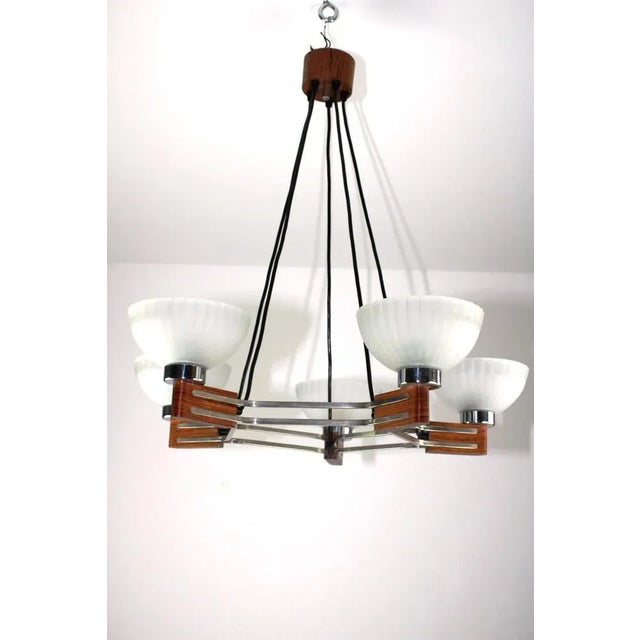 Art Deco Rosewood and Glass Chandelier, 1930s For Sale - Image 13 of 13