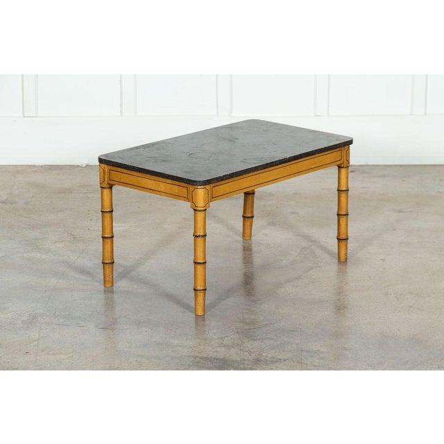 19th Century English Faux Bamboo, Marble & Painted Beech Coffee Table, 1850s For Sale - Image 6 of 17