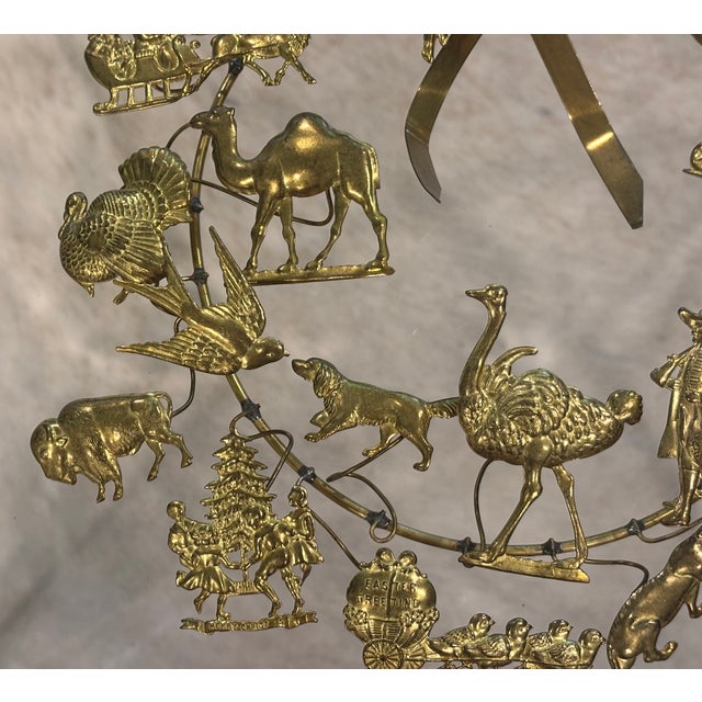 Vintage Petite Choses Brass Holiday Wreath For Sale - Image 9 of 13