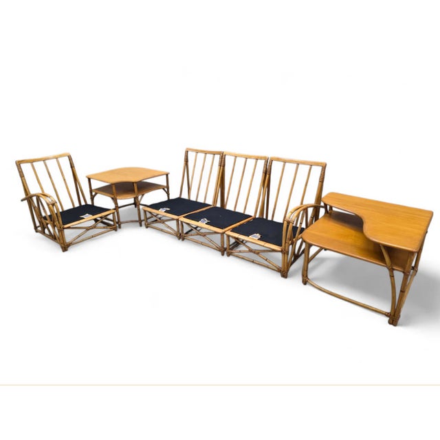 Wood Mid 20th Century 4 Piece Modular Adjustable Sectional Sofa by Heywood Wakefield Newly Reupholstered For Sale - Image 7 of 8