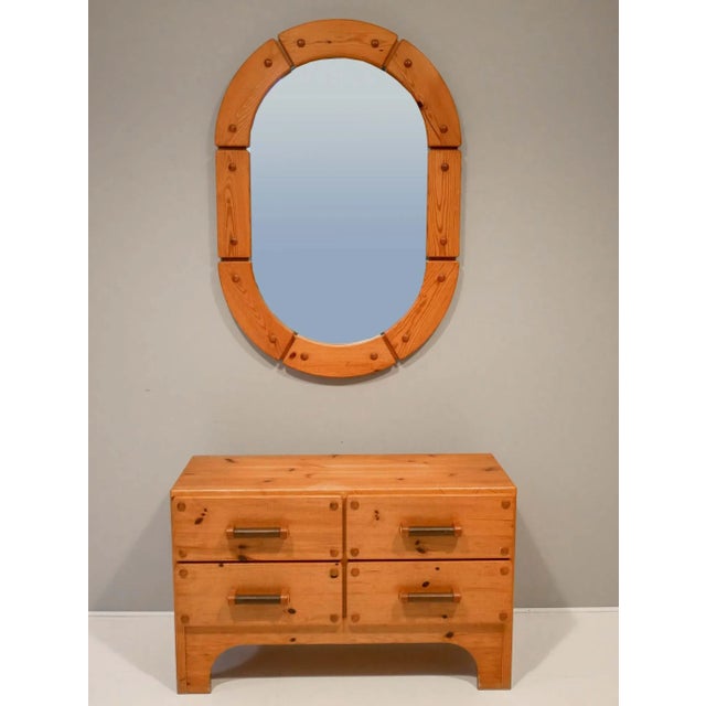 Solid Pine Mirror from Fröseke, 1970s, Sweden For Sale - Image 4 of 5