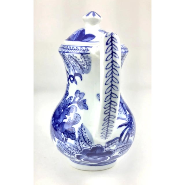 Ceramic Boho Heavy Blue & White Vintage Chinese Tea Pot For Sale - Image 7 of 12