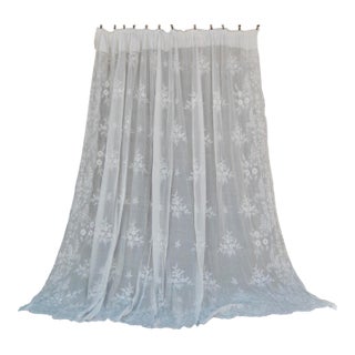 Large Embroidered Napoleon III Sheer Curtains Circa 1850 For Sale