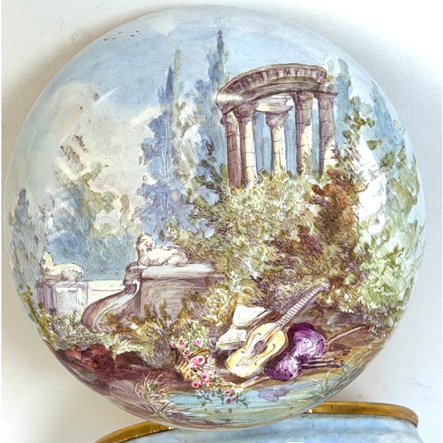 19th Century French Limoges Enamel Dresser Box with Rococo Pastoral Scenes For Sale - Image 12 of 13