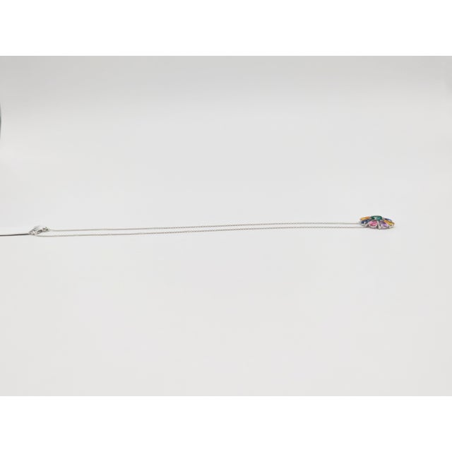Early 21st Century Multi Color Sapphire, Emerald and White Diamond Pendant Necklace in 18K For Sale - Image 5 of 6