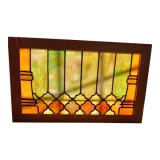 Antique Willet Studio Slag Glass Window Panel in Hand-Crafted Maple Frame – Piece 2 of 2 For Sale