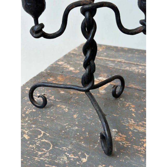 Antique Forged Iron Twisted Candelabra, Circa Early 19th Century For Sale - Image 12 of 12
