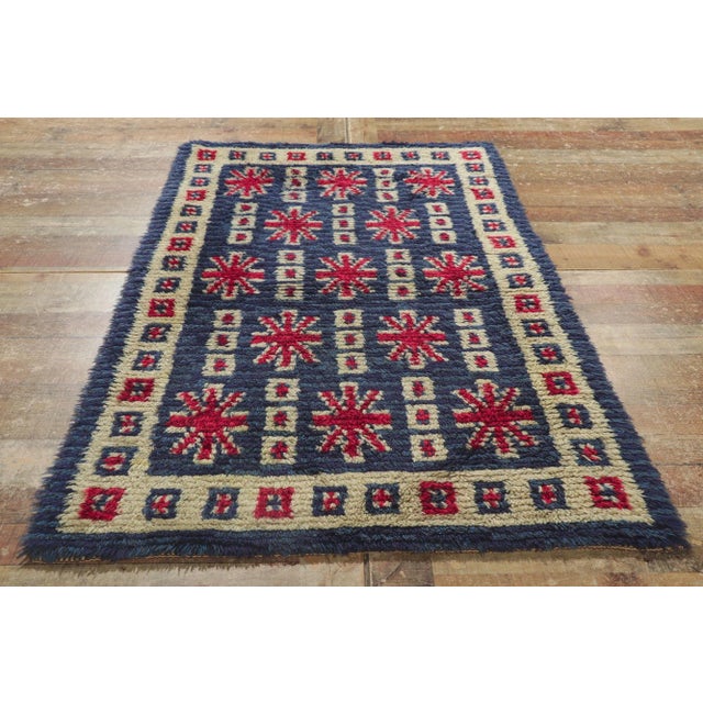 Textile Vintage Finnish Rya Ryijy Rug - 03'01 X 05'07 For Sale - Image 7 of 9