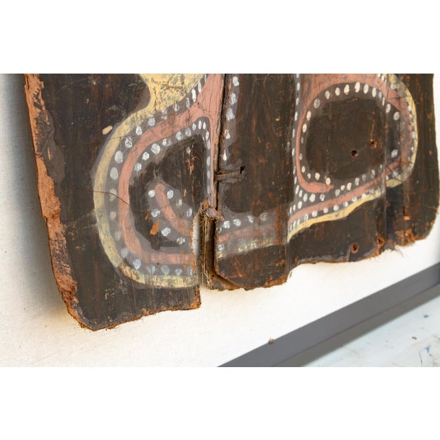 Large Framed Vintage Bark Painting Wall Art For Sale - Image 9 of 13