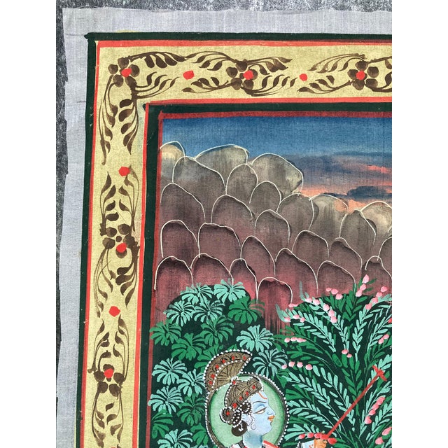 1960s Indian Painting on Silk Depicting Libation, 1960s For Sale - Image 5 of 13