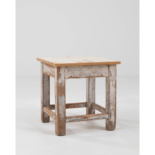 Rustic European Early 20th Century Central European Wood Patinated Stool For Sale - Image 3 of 18