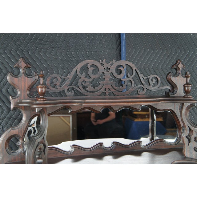 Antique Victorian Rosewood Marble Rococo Tiered Etagere Display Shelf For Sale - Image 10 of 12