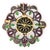 Antique Victorian-era pendant brooch in white and yellow gold featuring a hand-carved jade flower centerpiece surrounded...