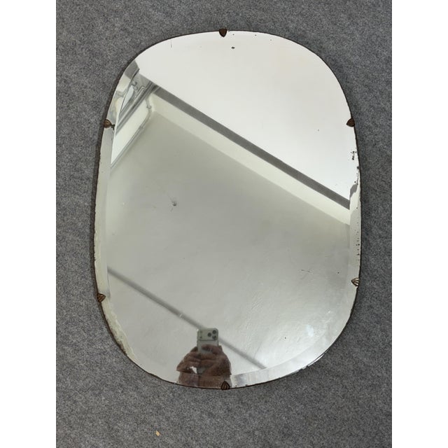 Vintage Wall Mirror with Metal Inserts, Italy, 1940s For Sale - Image 11 of 17