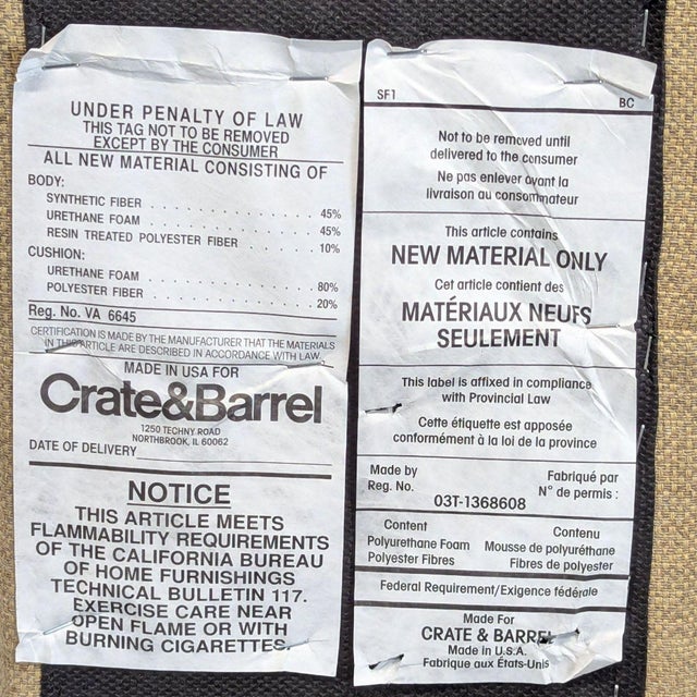 Wood Crate & Barrel Tate Beige Upholstered Bed Frame With Tufted Headboard For Sale - Image 7 of 7