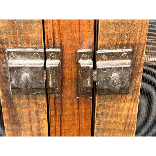 Antique Antique Arts & Crafts Mission Oak Wood Pie Safe Cupboard on Legs For Sale - Image 10 of 13
