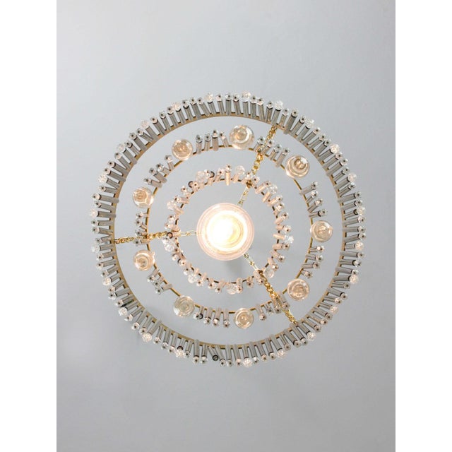 Mid-Century Modern Teardrop Three-Tier Pendant Light in Brass and Crystal, 19560s For Sale - Image 9 of 15