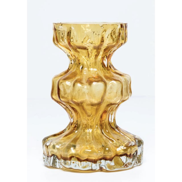 Yellow Vintage Ingrid Glass Rock Crystal Vase For Sale - Image 8 of 9
