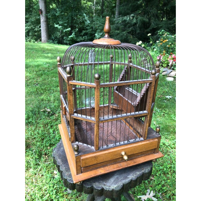 Antique European Wooden/Wire Domed Birdcage For Sale - Image 10 of 10