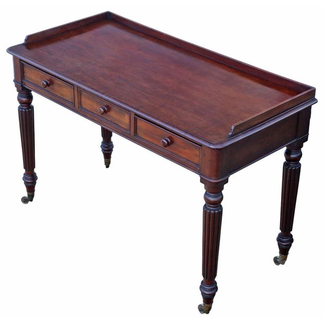 Antique Mahogany 3-Drawer Desk or Dressing Table, 1830s For Sale - Image 3 of 9
