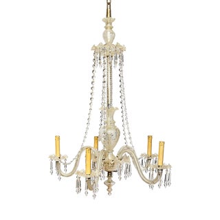 Metal and Crystal Ceiling Lamp For Sale