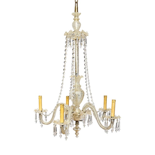 Metal and Crystal Ceiling Lamp For Sale