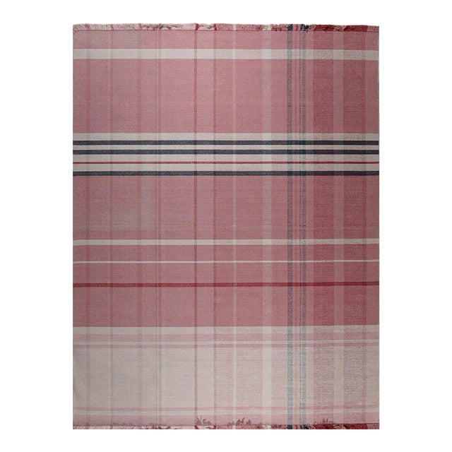 8x10 Maya Giselle Coral Geometric Modern Flatweave Wool Carpet Rug For Sale