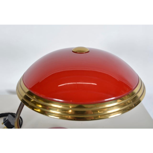 Mid-Century Modern Industrial Brass Enamel Table Lamp from Helo Leuchten, 1950s For Sale - Image 6 of 12