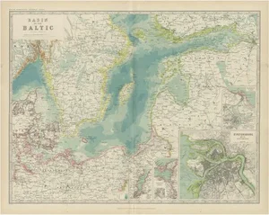 Antique Map of the Baltic Sea by Johnston, 1909