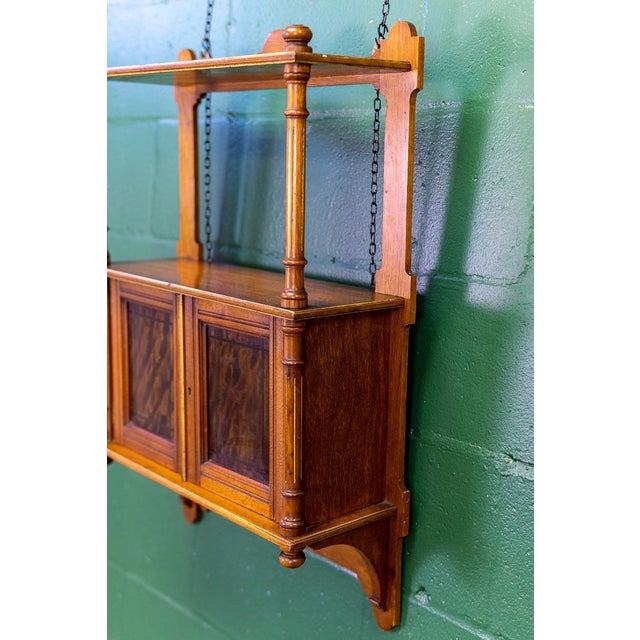Victorian Late 19th Century English Victorian Hanging Mahogany Cabinet With Gilt Details For Sale - Image 3 of 16