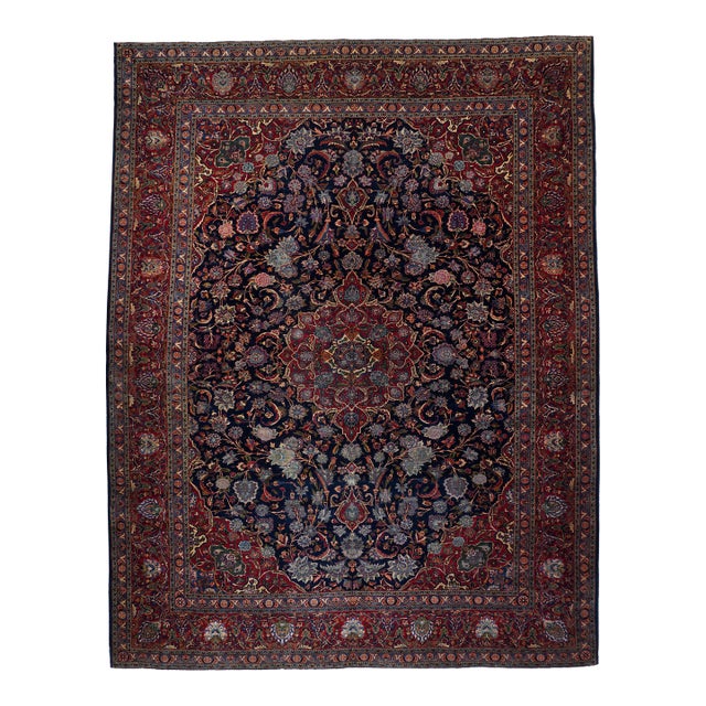 Vintage Persian Kashan Rug 9'6" X 11’6” For Sale