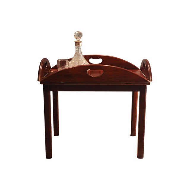 Victorian Military Campaign Mahogany and Brass Butlers Tray Table, Set of 2 For Sale - Image 3 of 14