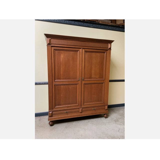 Wood Antique Art Nouveau Wardrobe in Oak, 1900 For Sale - Image 7 of 11