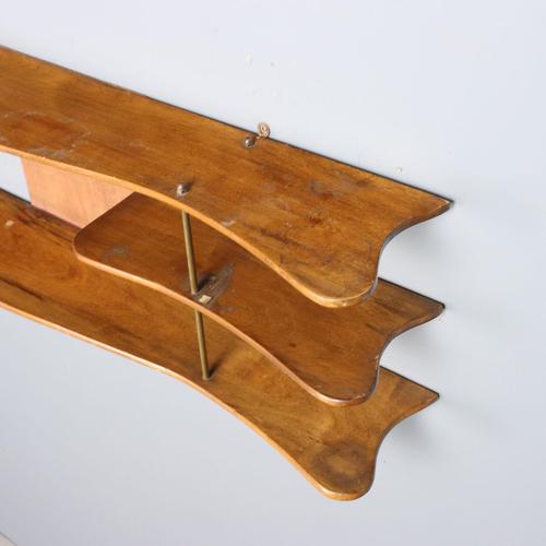 Vintage Shelf in Walnut and Brass, Italy, 1950s For Sale - Image 6 of 12