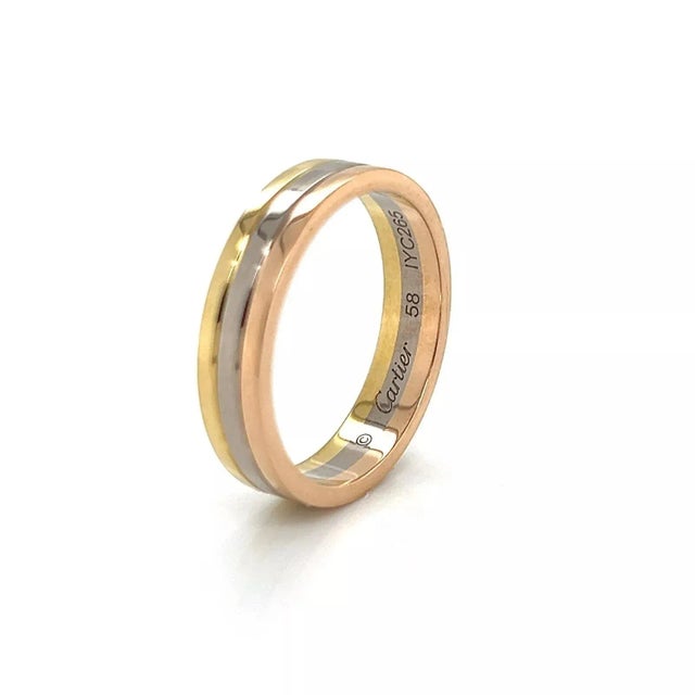 Contemporary Cartier Vendome Louis 18k Tri Color Gold 4.8mm Wedding Band Ring W/Cert-Size 8.5 For Sale - Image 3 of 7