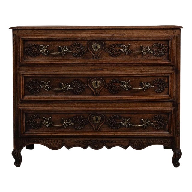 1820s French Louis XV Oak Chest of Drawers In Original Patina For Sale