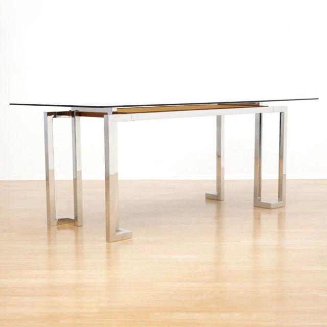 Glass 1970s Post Modern Chrome Desk Table by Tim Bates for Pieff Furniture For Sale - Image 7 of 11