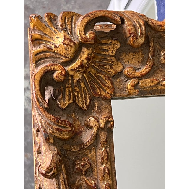 Large Antique-Style Giltwood Mirror, 40.5” X 34.5”, Ornate Rococo Frame, Horizontal or Vertical Hanging For Sale In Chicago - Image 6 of 12