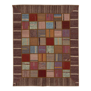 Handmade Flaweave Transitional Kilim Wool Rug With Multicolor Geometric Pattern