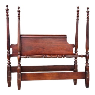 Vintage Solid Mahogany Twin Poster Bed With Headboard & Footboard – Colonial Style For Sale