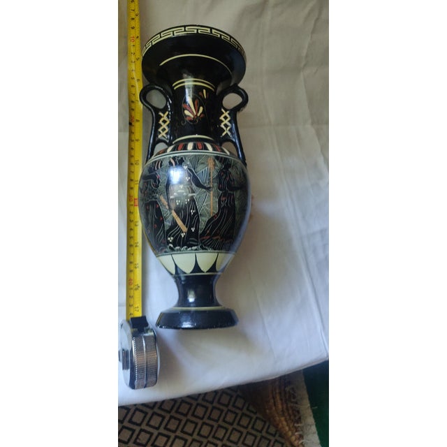 Neoclassical 1950s Neoclassical Hand-Painted Greek Vase Bilateral Handle For Sale - Image 3 of 5