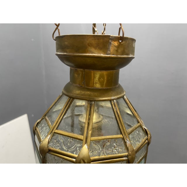 Brass and Glass Pendant Light, 1950s For Sale - Image 3 of 9